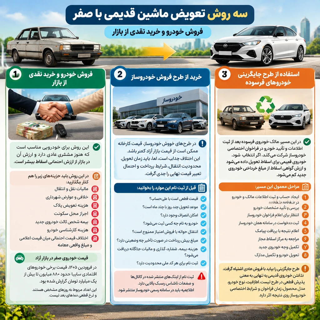 سه روش تعویض ماشین قدیمی با صفر
